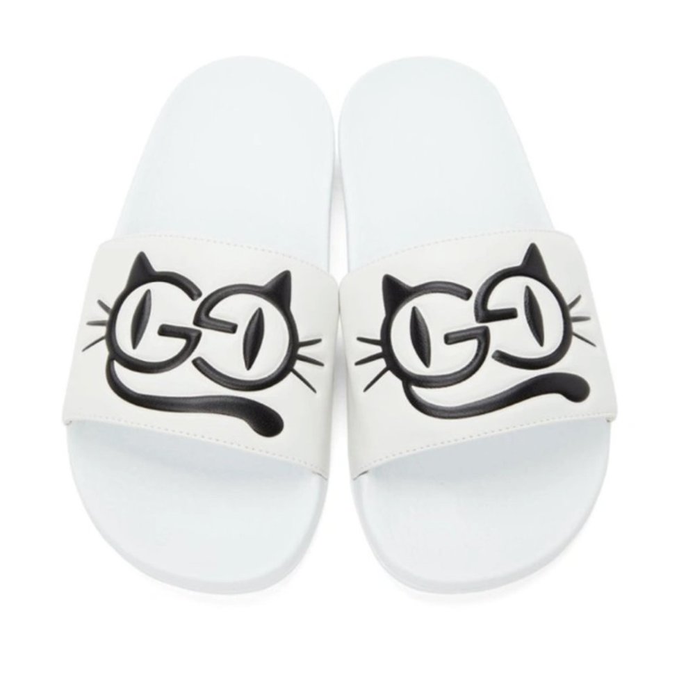 Gucci Cat Logo Pursuit Slip On Slide Sandal - Picture 1 of 15